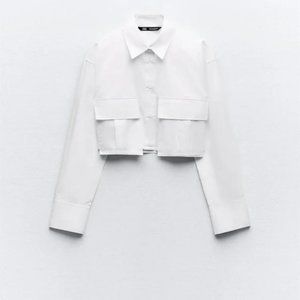 ZARA CROPPED GABARDINE SHIRT